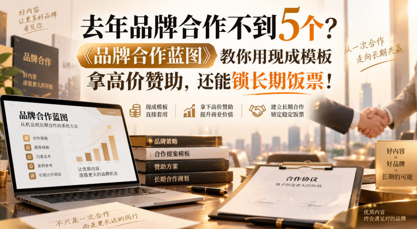 去年品牌合作不到5个?《品牌合作蓝图》教你用现成模板拿高价赞助,还能锁长期饭票!【原创双语字幕】