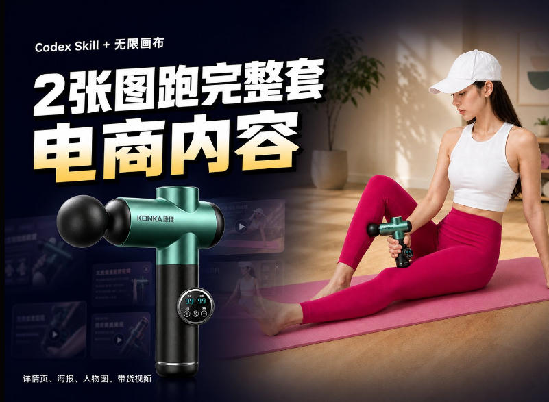Codex+Skill+无限画布:两张图跑出一整套电商内容