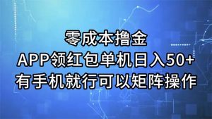 (11545期)零成本撸金,APP领红包,单机日入50+,有手机就行,可以矩阵操作-聊项目