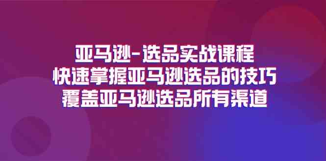 亚马逊选品实战课程，快速掌握亚马逊选品的技巧，覆盖亚马逊选品所有渠道-聊项目