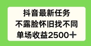 抖音最新任务，不露脸怀旧找不同，单场收益2.5k【揭秘】-聊项目