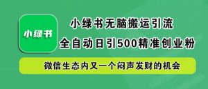 小绿书无脑搬运引流,全自动日引500精准创业粉,微信生态内又一个闷声发财的机会【揭秘】-聊项目