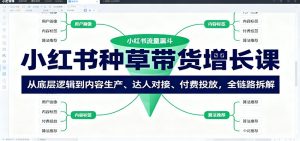 小红书种草带货增长课：从底层逻辑到内容生产、达人对接、付费投放，全链路拆解-聊项目