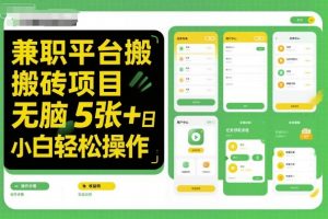 兼职平台搬砖项目无脑操作日入5张＋小白轻松操作-聊项目