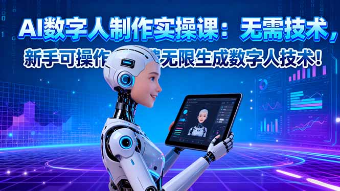 AI数字人制作实操课：无需技术，新手可操作，免费无限生成数字人技术！-聊项目