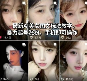 最新AI美女图文玩法教学，暴力起号涨粉，手机即可操作-聊项目