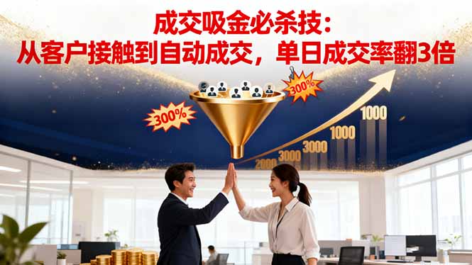 吸金成交营销必杀技：从客户接触到自动成交，单日成交率翻3倍-聊项目