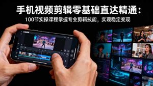 手机视频剪辑零基础直达精通：100节实操课程掌握专业剪辑技能，实现稳…-聊项目
