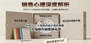 销售心理深度解析：针对37个人性弱点设计成交策略，大幅提升销售转化率！-聊项目