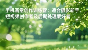 手机摄影之画意创作训练营：适合摄影新手、短视频创作者及后期处理爱好者-聊项目