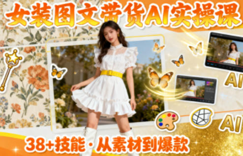 女装图文带货的AI实操课，覆盖38个实用技能，快速提升素材制作效率-聊项目