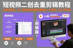 短视频二创去重剪辑教程,从素材筛选、AI工具运用到智能去重技巧,打造独一无二的内容-聊项目