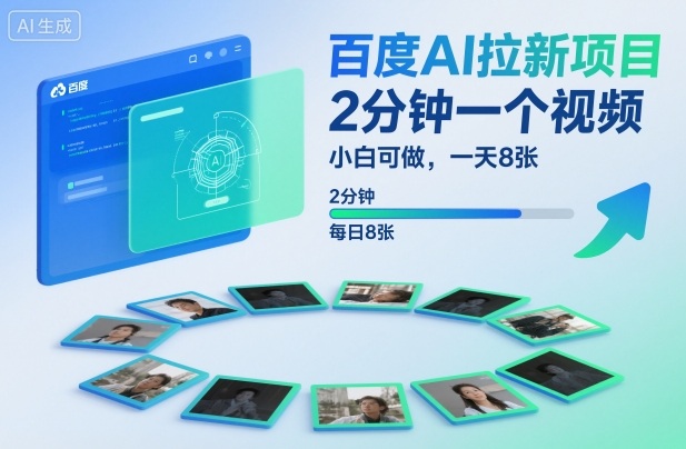 百度AI拉新项目，2分钟一个视频，小白可做，一天8张【附案例+保姆级教程】-聊项目