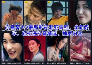 抖音某大V最新影视混剪课程，全新教学，轻松进抖音精选、独家内容-聊项目