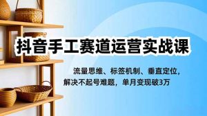 抖音手工赛道运营实战课,流量思维、标签机制、垂直定位,解决不起号难题,单月变现破3万-聊项目