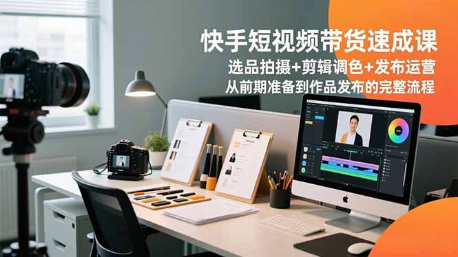 快手短视频带货速成课，选品拍摄+剪辑调色+发布运营，从前期准备到作品发布的完整流程-聊项目