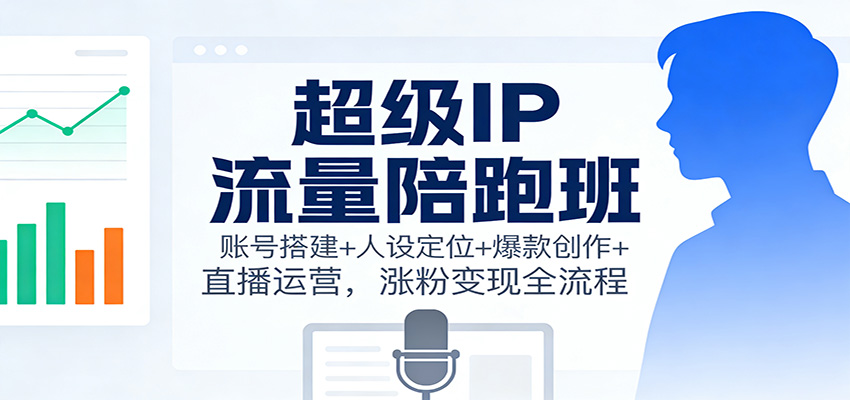 超级IP流量陪跑班：账号搭建+人设定位+爆款创作+直播运营，涨粉变现全流程-聊项目