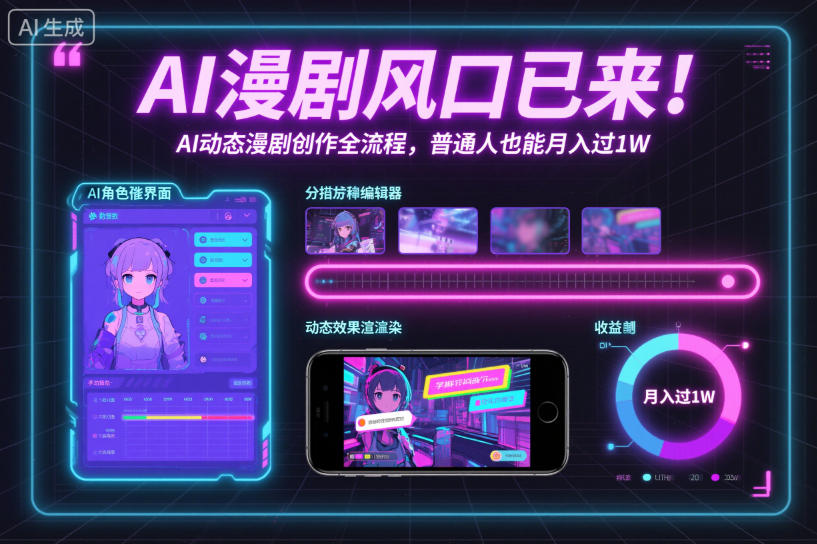 AI漫剧风口已来！AI动态漫剧创作全流程，普通人也能月入过1W-聊项目