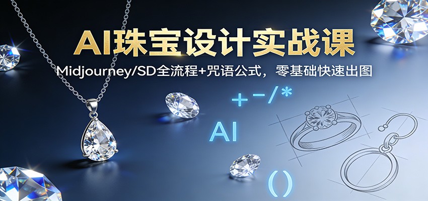 AI珠宝设计实战课：Midjourney/SD全流程+咒语公式，零基础快速出图-聊项目