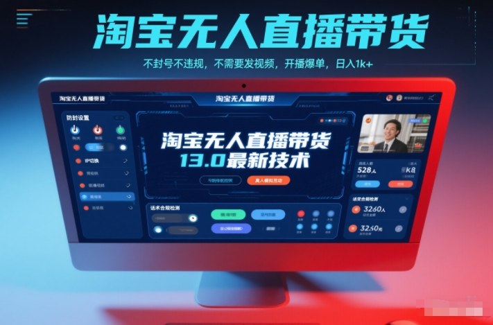 淘宝无人直播带货13.0最新技术，不封号不违规，不需要发视频，开播爆单，日入1k+【揭秘】-聊项目