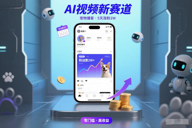 AI视频新赛道，宠物播客仅注册5天涨粉2W，收益非常可观-聊项目