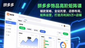 拼多多饰品高阶矩阵课，铺款策略、全站托管、店群布局，矩阵运营，打造月利润5万+店铺-聊项目