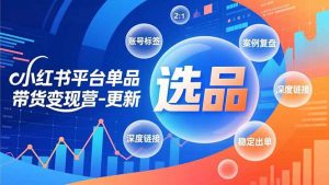 小红书平台单品带货变现营-更新,极致选品、账号标签、案例复盘,深度链接,快速启动稳定出单-聊项目