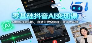 零基础抖音AI变现课：AI爆款视频制作，直播带货全流程，新手也能赚-聊项目