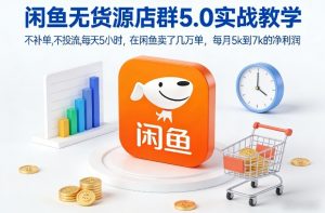 闲鱼无货源店群5.0实战教学,不补单,不投流,每天5小时,在闲鱼卖了几万单,每月5k到7k的净利润-聊项目