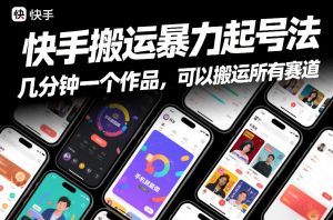 快手搬运暴力起号法,几分钟一个作品,手机就能做,可以搬运所有赛道-聊项目