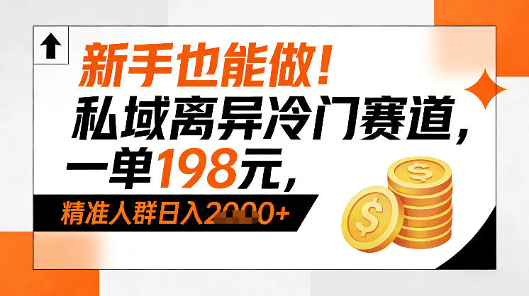 新手也能做！私域离异冷门赛道，一单198，精准人群日入1k+-聊项目