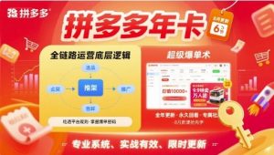 拼多多年卡,拼多多全链路运营底层逻辑,超级爆单术【更新26年1月】-聊项目