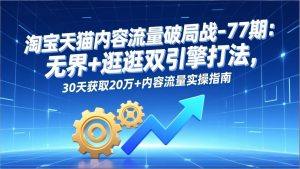 淘宝天猫内容流量破局战-77期:无界+逛逛双引擎打法,30天获取20万+内容流量实操指南-聊项目