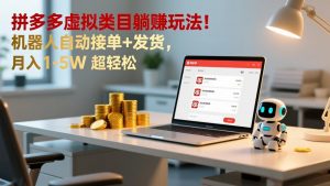 多多虚拟类目躺赚玩法!机器人自动接单+发货,月入 1-5W 超轻松-聊项目