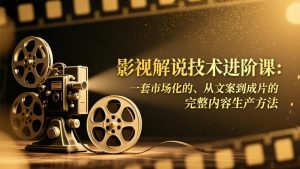 影视解说技术进阶课:一套市场化的、从文案到成片的完整内容生产方法-聊项目