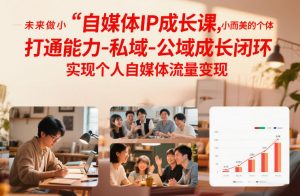 自媒体IP成长课,未来做小而美的个体,打通能力-私域-公域成长闭环,实现个人自媒体流量变现-聊项目