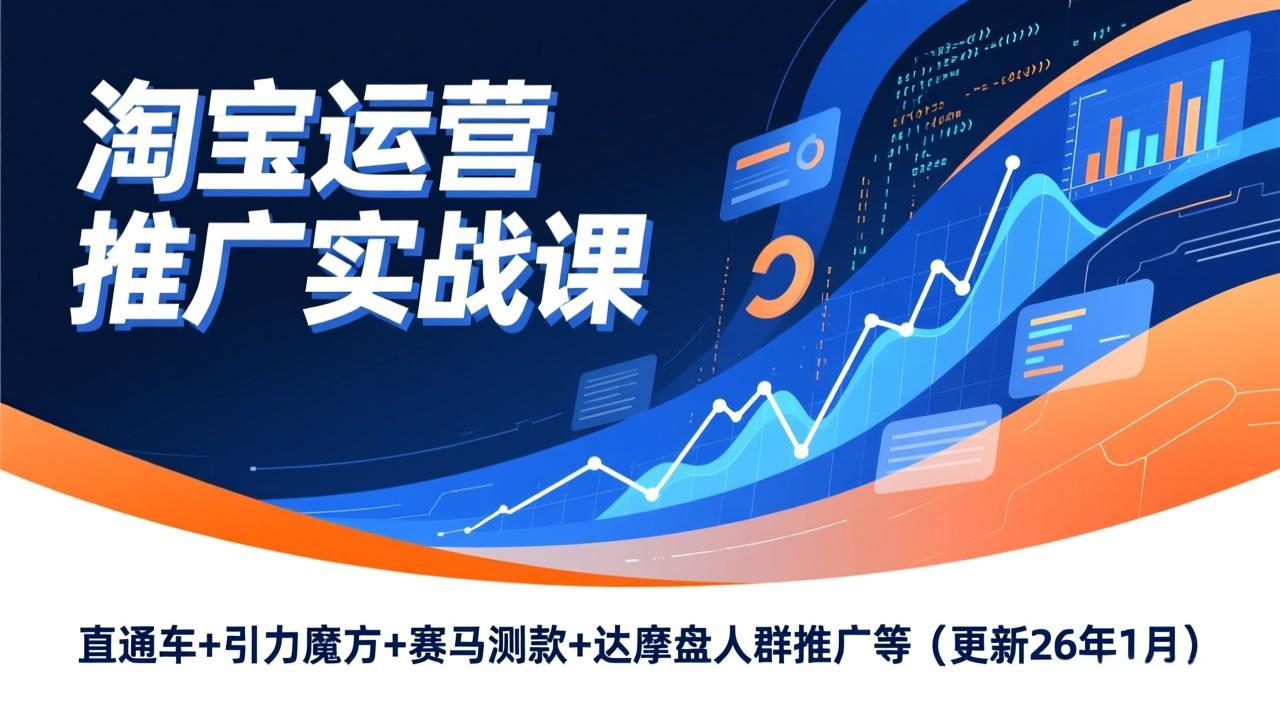 淘宝运营推广实战课，直通车+引力魔方+赛马测款+达摩盘人群推广等(更新26年1月-聊项目