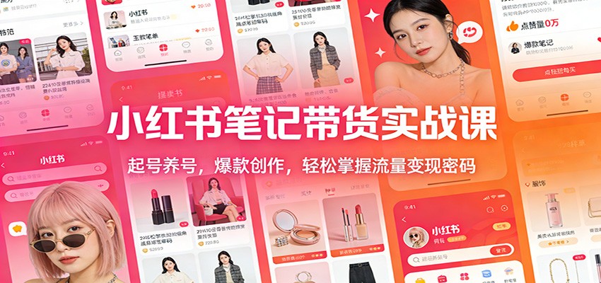 小红书笔记带货实战课:起号养号,爆款创作,轻松掌握流量变现密码-聊项目