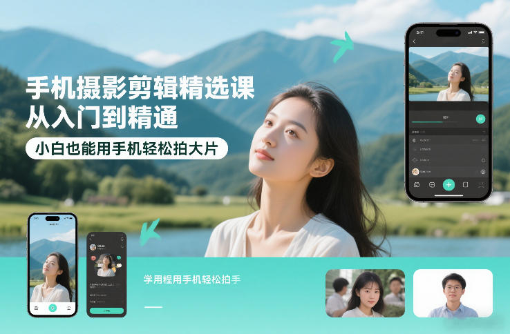 手机摄影剪辑精选课，从入门到精通，小白也能用手机轻松拍大片-聊项目