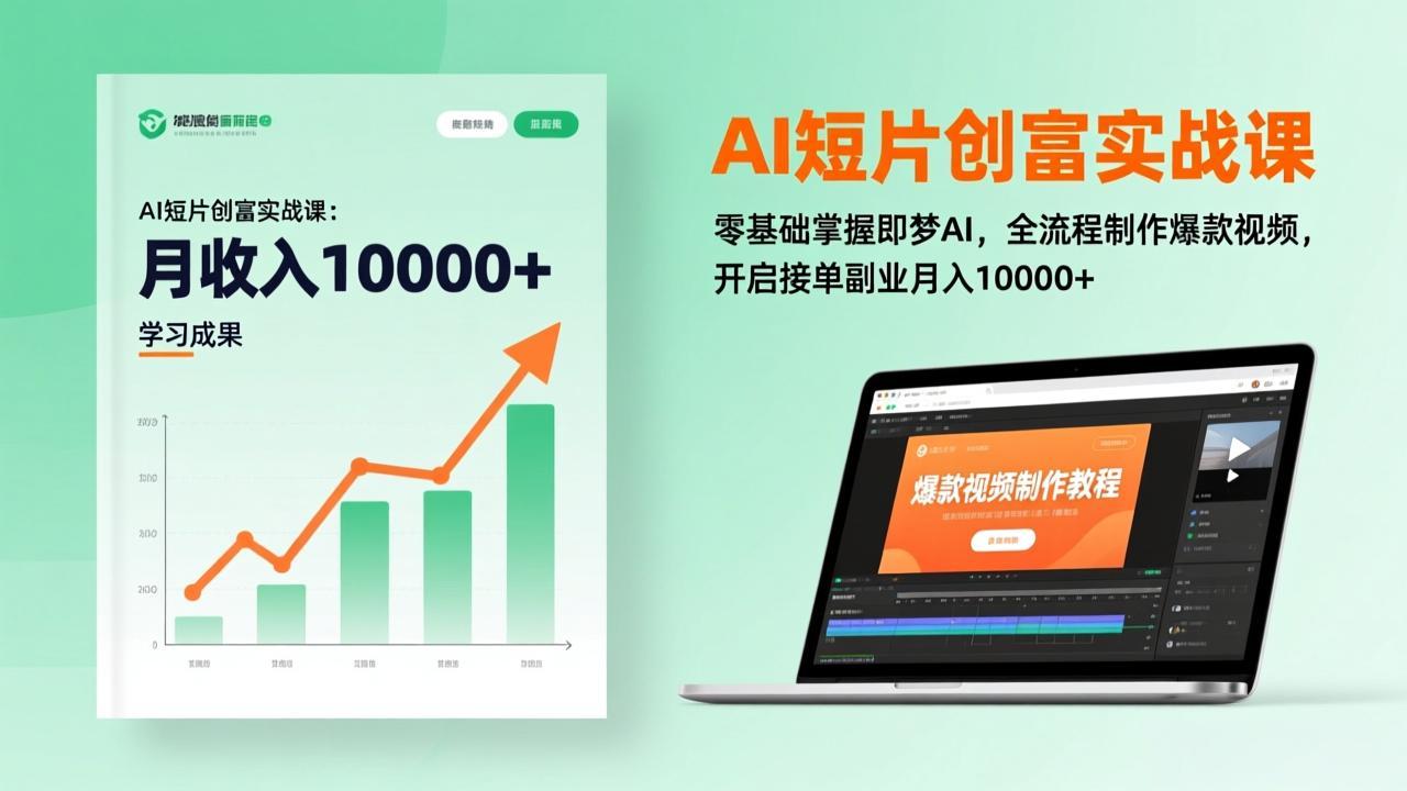 AI短片创富实战课：零基础掌握即梦AI，全流程制作爆款视频，开启接单副业月入10000+(更新-聊项目
