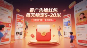 看广告撸红包，每天稳定5-20米，无任何门槛，适合任何人-聊项目