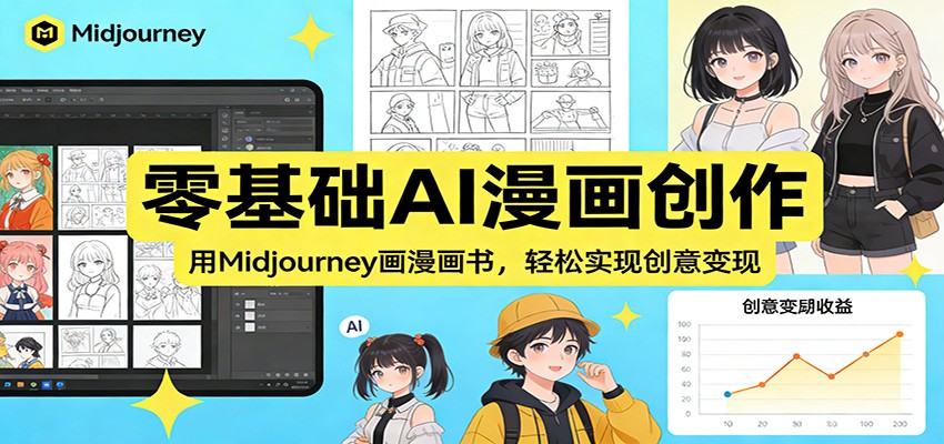 零基础AI漫画创作:用Midjourney画漫画书,轻松实现创意变现-聊项目
