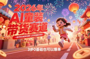 AI童装新春带货赛道,一部手机0成本狂销1.2万件喜提20W+,3步0基础也可以爆单-聊项目