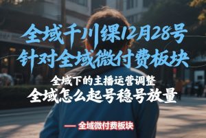 全域千川线下课12月28号,针对全域微付费板块,全域下的主播运营调整,全域怎么起号稳号放量-聊项目