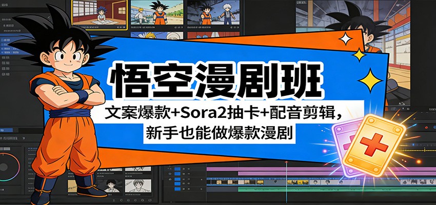 悟空漫剧班:文案爆款+Sora2抽卡+配音剪辑,新手也能做爆款漫剧-聊项目