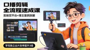口播剪辑全流程速成课，剪映双平台+博主案例拆解，学完独立出片效率提升3倍-聊项目