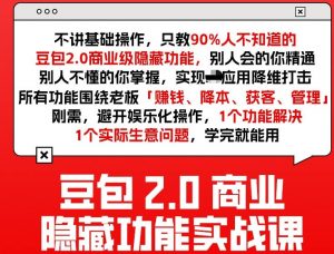 豆包2.0商业隐藏功能实战课2026,1个功能解决1个实际生意问题,学完就能用-聊项目