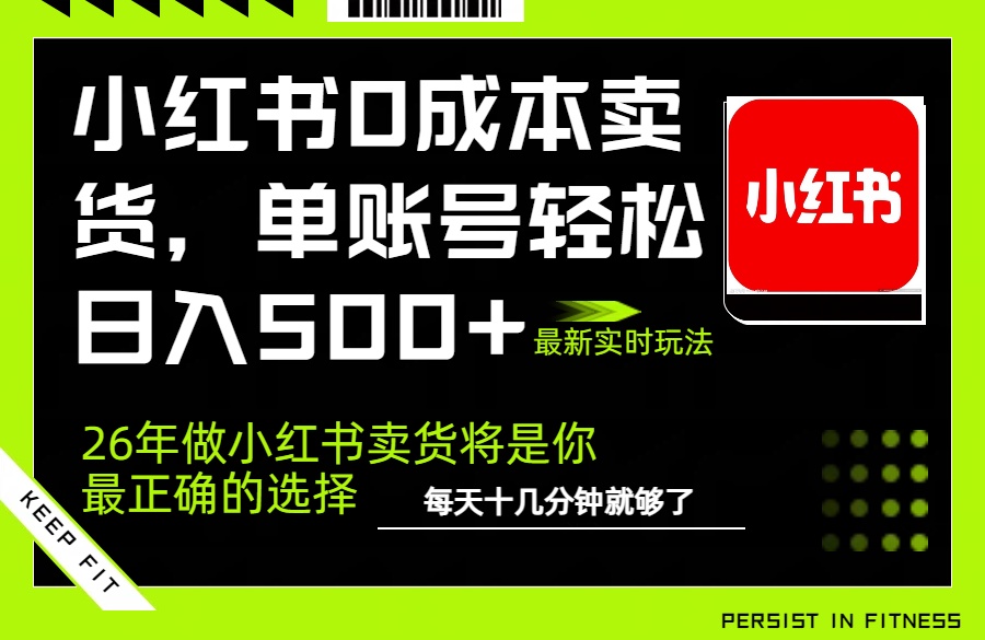 小红书0成本AI卖货，单账号轻松日入500+，完全托管AI，可矩阵放大-聊项目