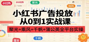 小红书广告投放从0到1实战课:聚光+乘风+千帆+蒲公英全平台实操-聊项目