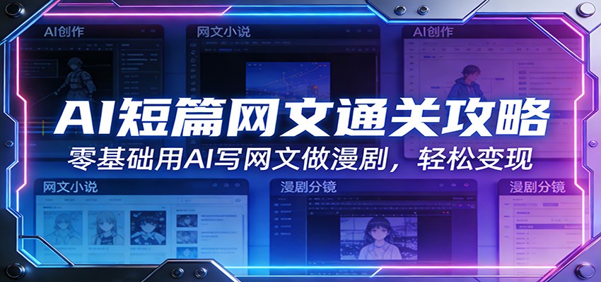 AI短篇网文通关攻略:零基础用AI写网文做漫剧,轻松变现-聊项目